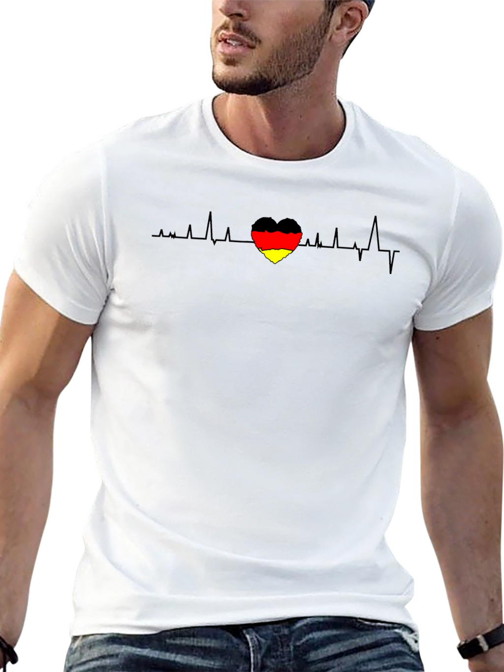 German Flag Heartbeat Graphic T-Shirt