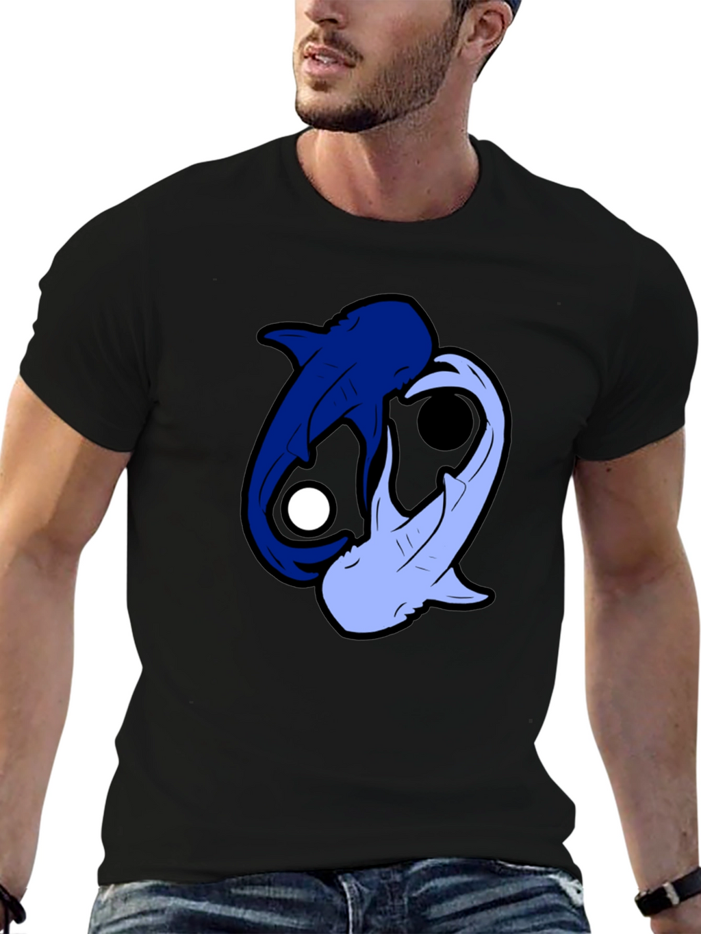 Yin Yang Sharks Black T-Shirt