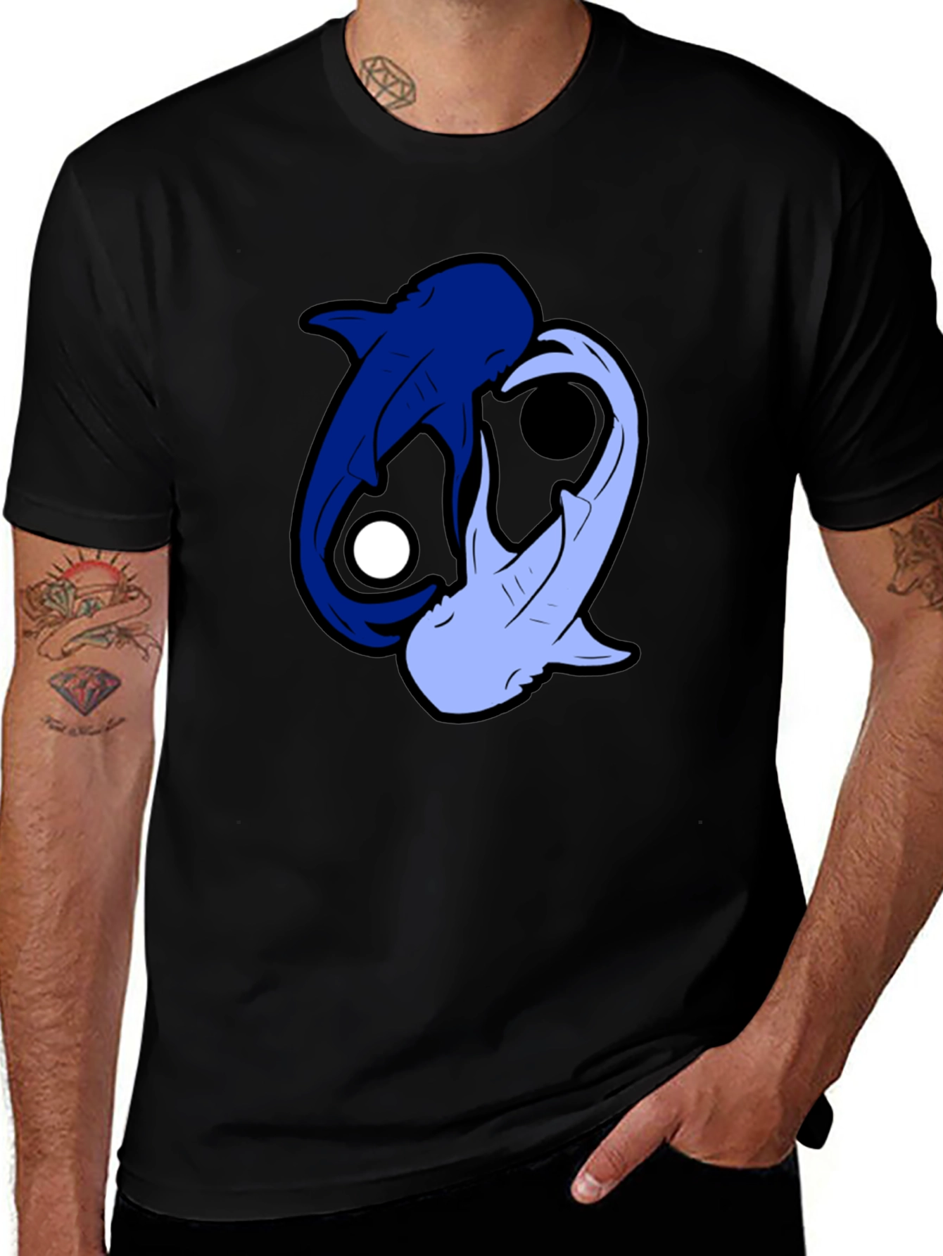 Yin Yang Sharks Black T-Shirt