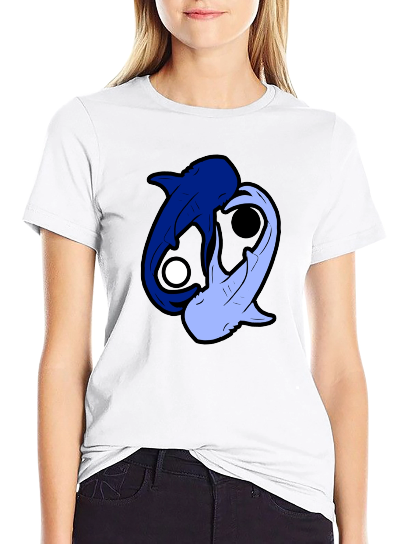 Yin Yang Sharks Black T-Shirt