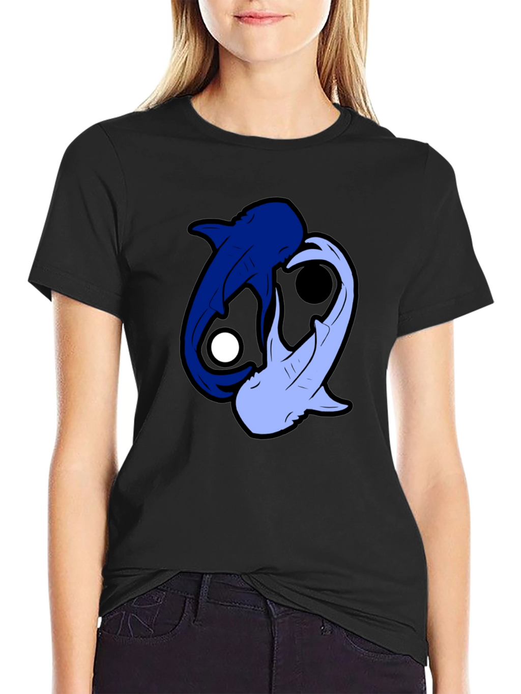 Yin Yang Sharks Black T-Shirt