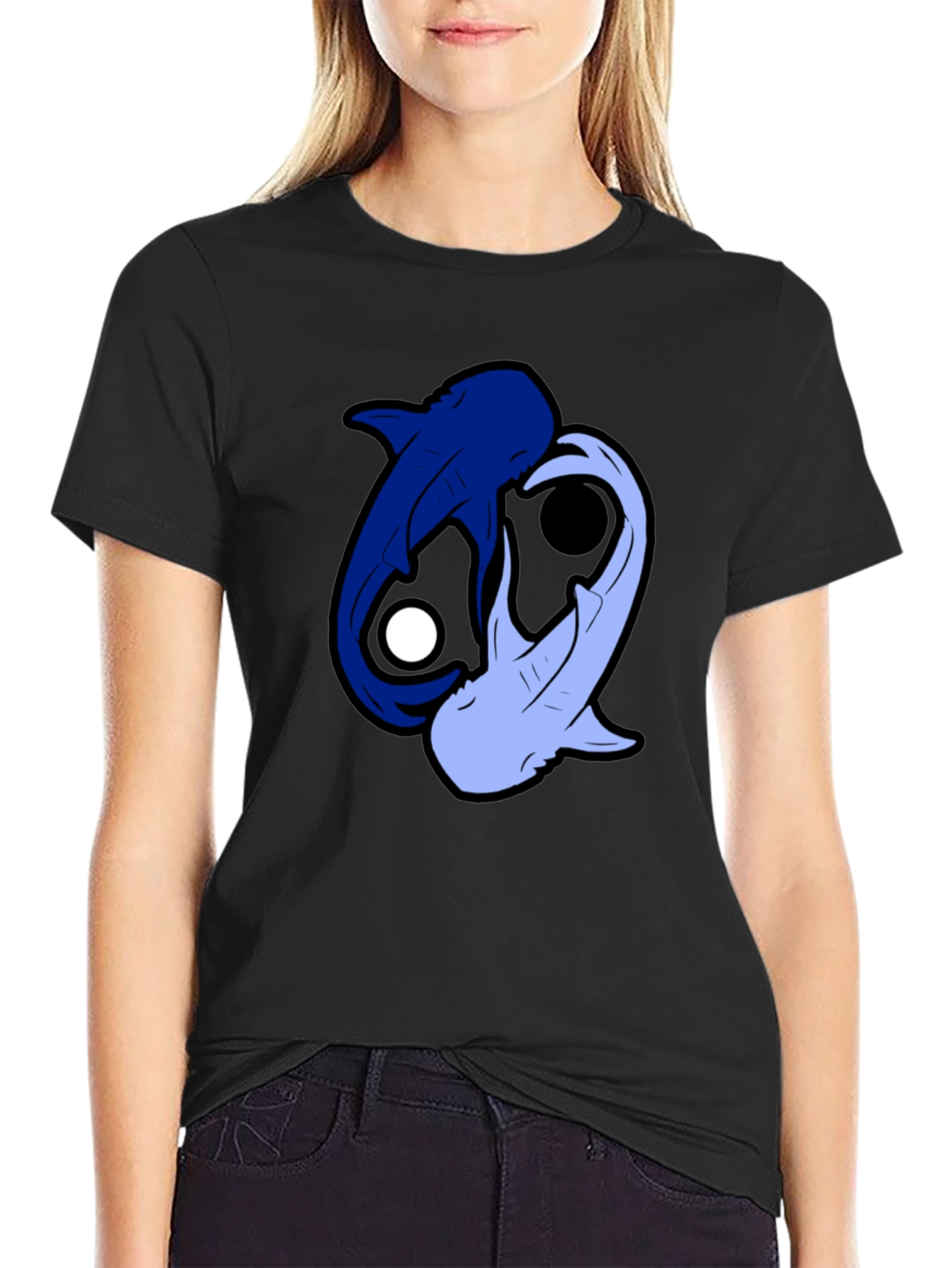 Yin Yang Sharks Black T-Shirt