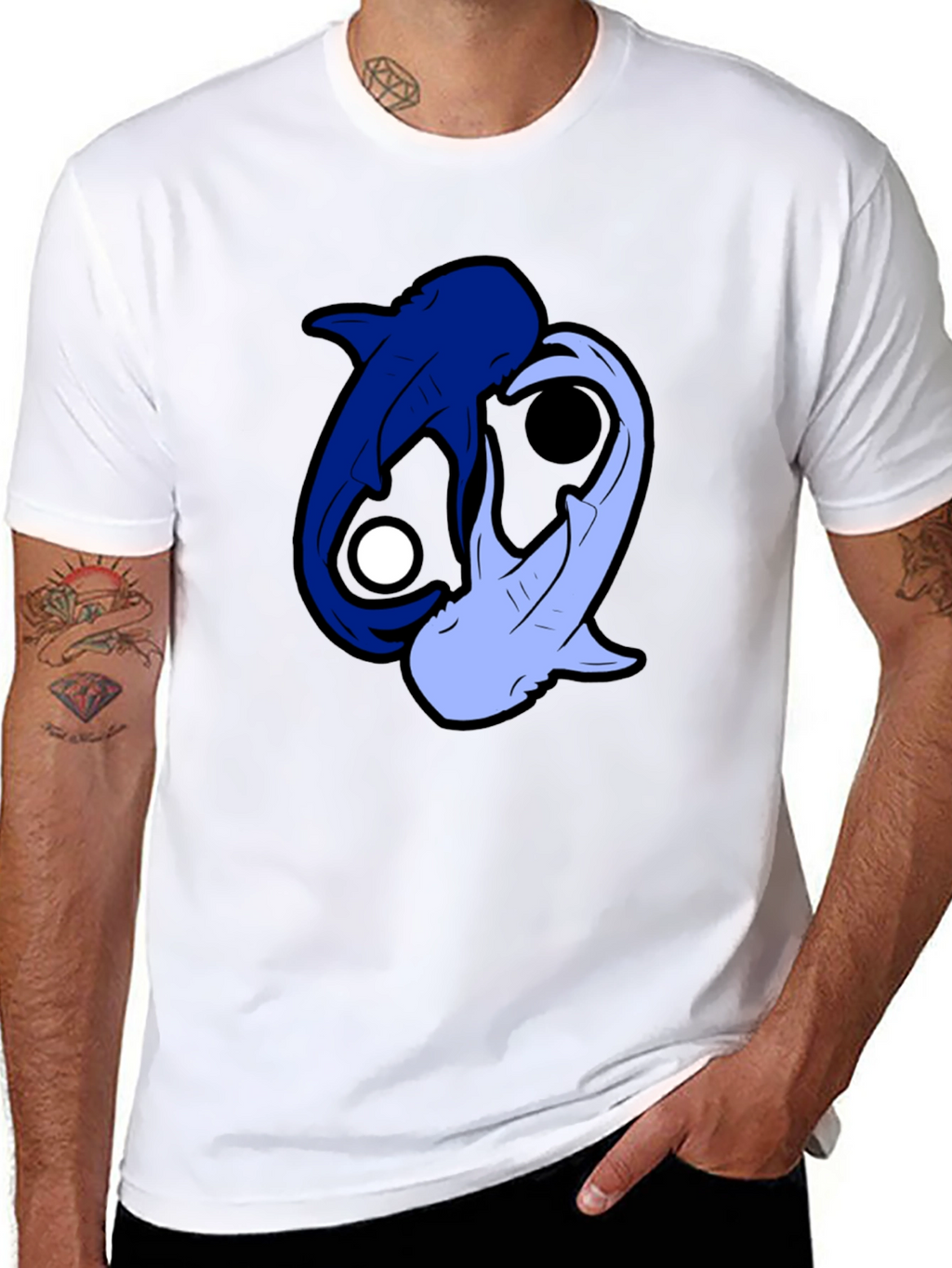 Yin Yang Sharks Black T-Shirt