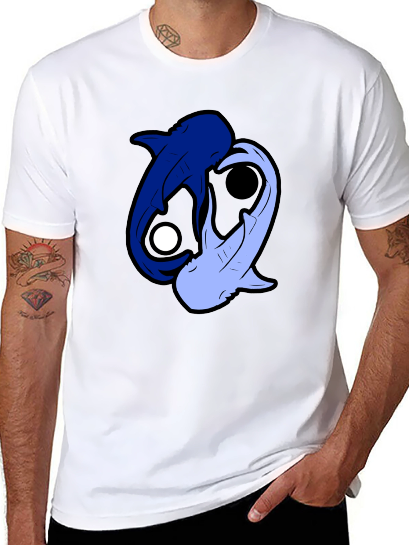 Yin Yang Sharks Black T-Shirt