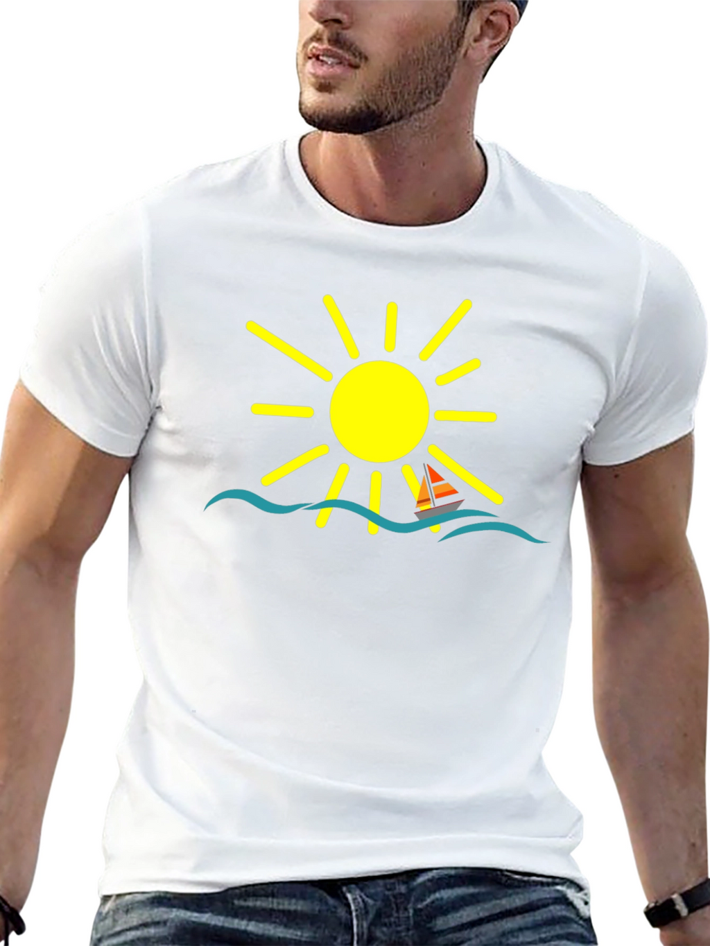Summer Sailboat Graphic Tee - Black