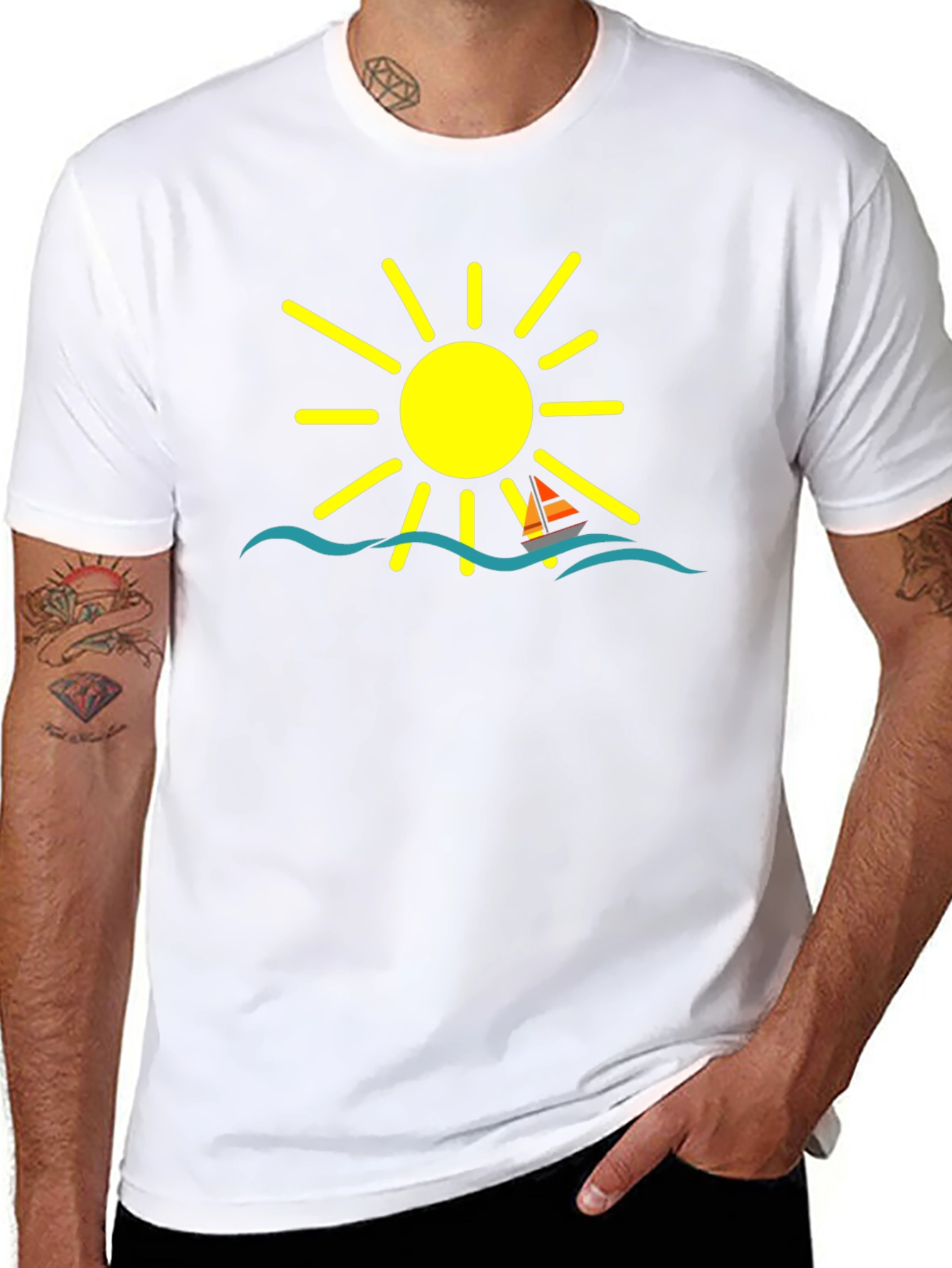 Summer Sailboat Graphic Tee - Black