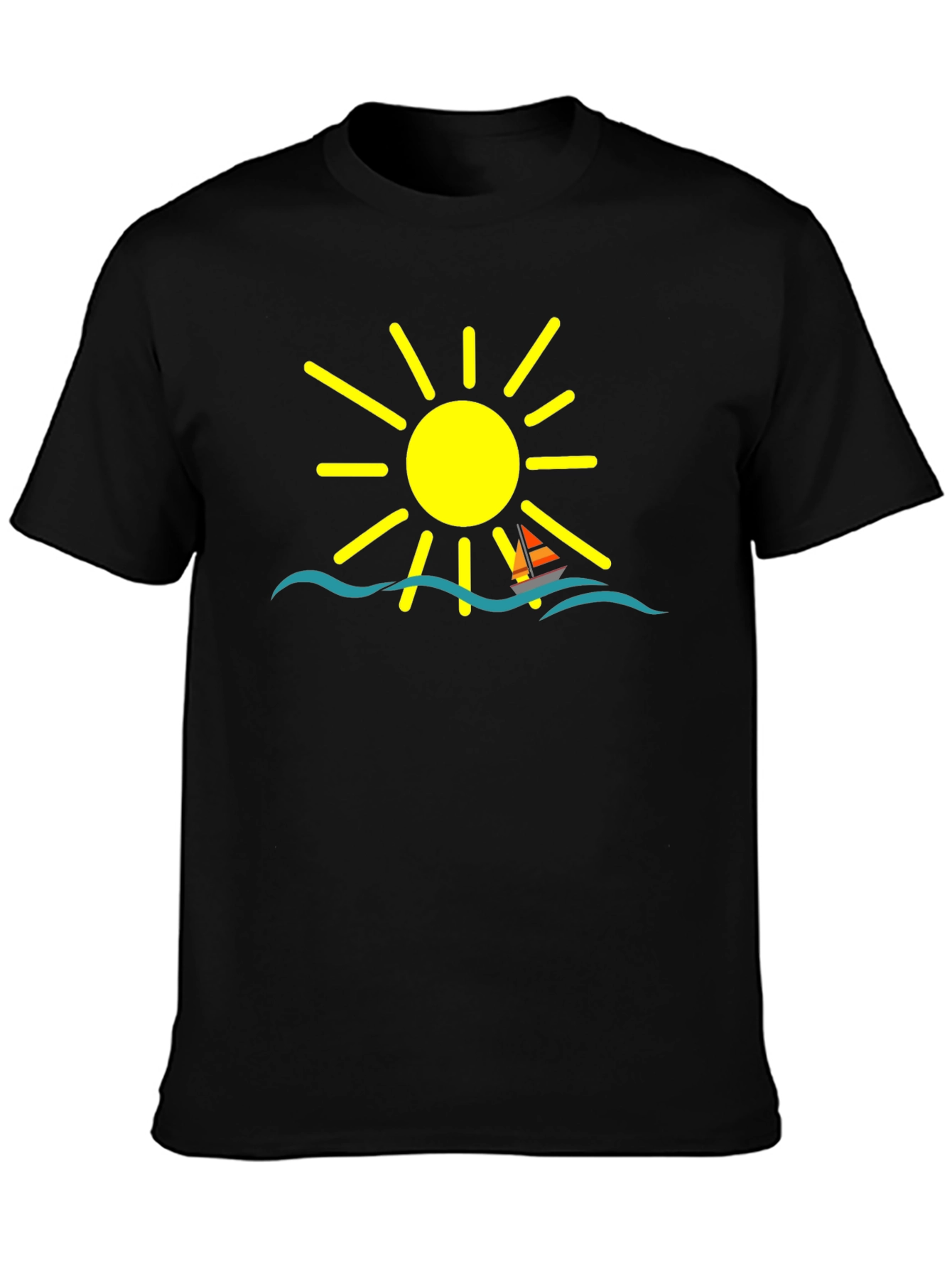 Summer Sailboat Graphic Tee - Black