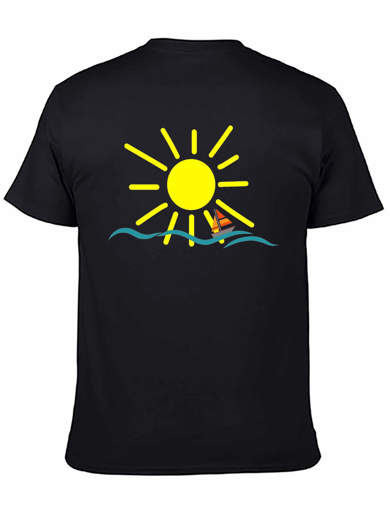 Summer Sailboat Graphic Tee - Black