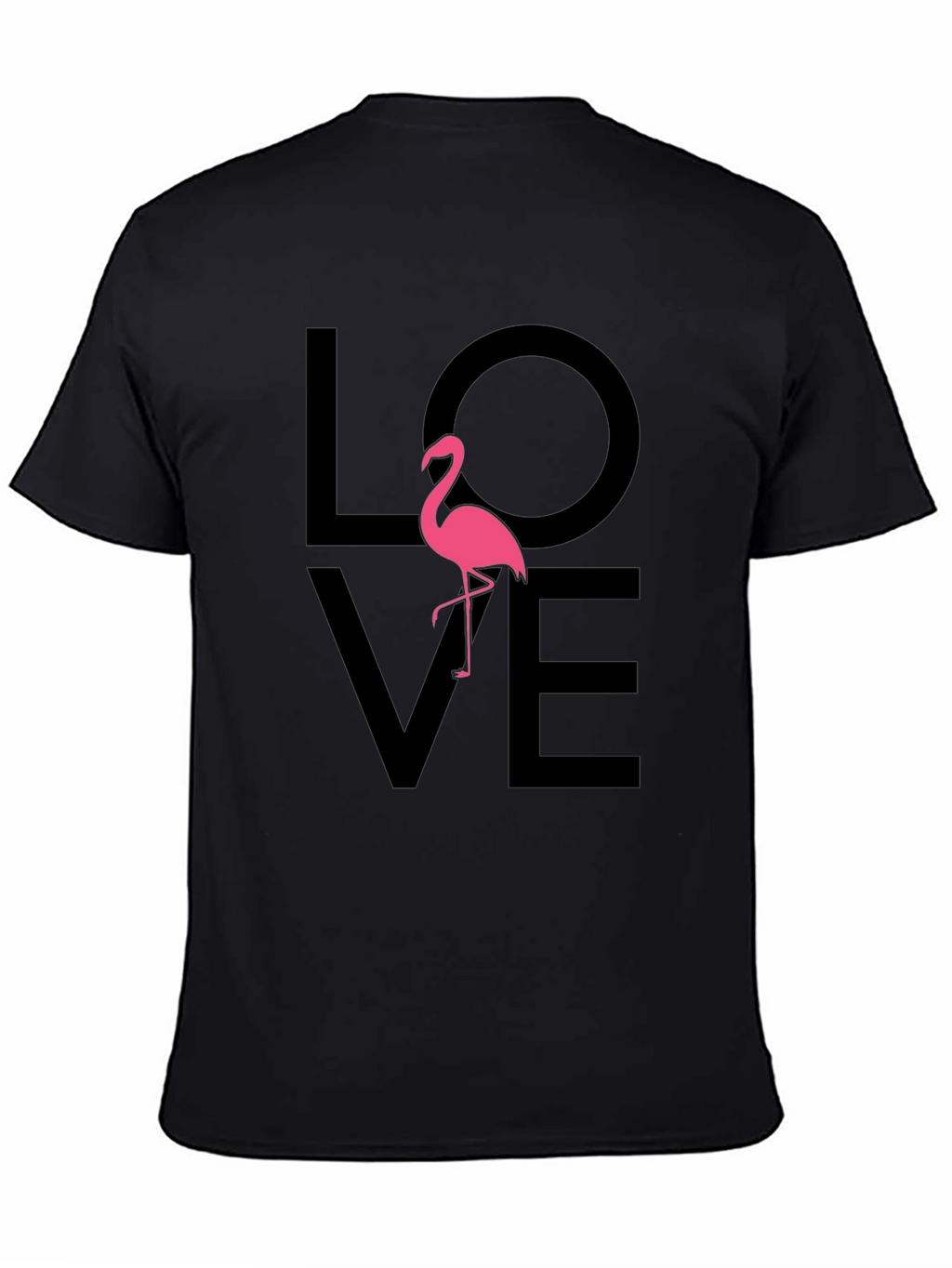 Love Flamingo Graphic Tee - Black Cotton Blend
