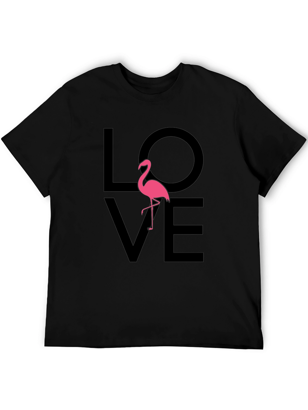 Love Flamingo Graphic Tee - Black Cotton Blend