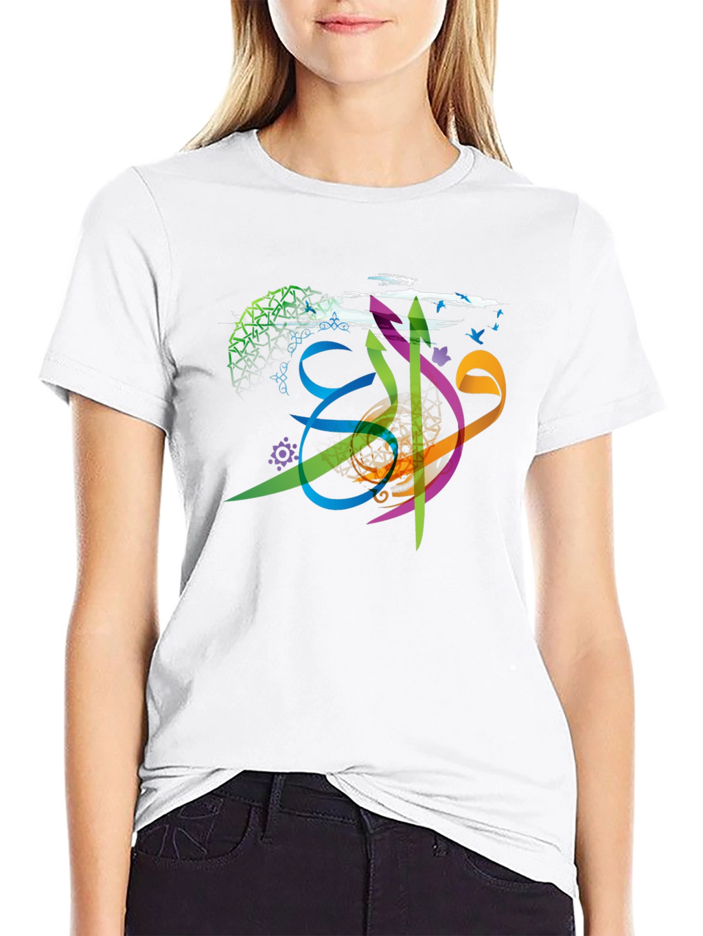 Artistic Arabic Calligraphy Mens T-Shirt - Black