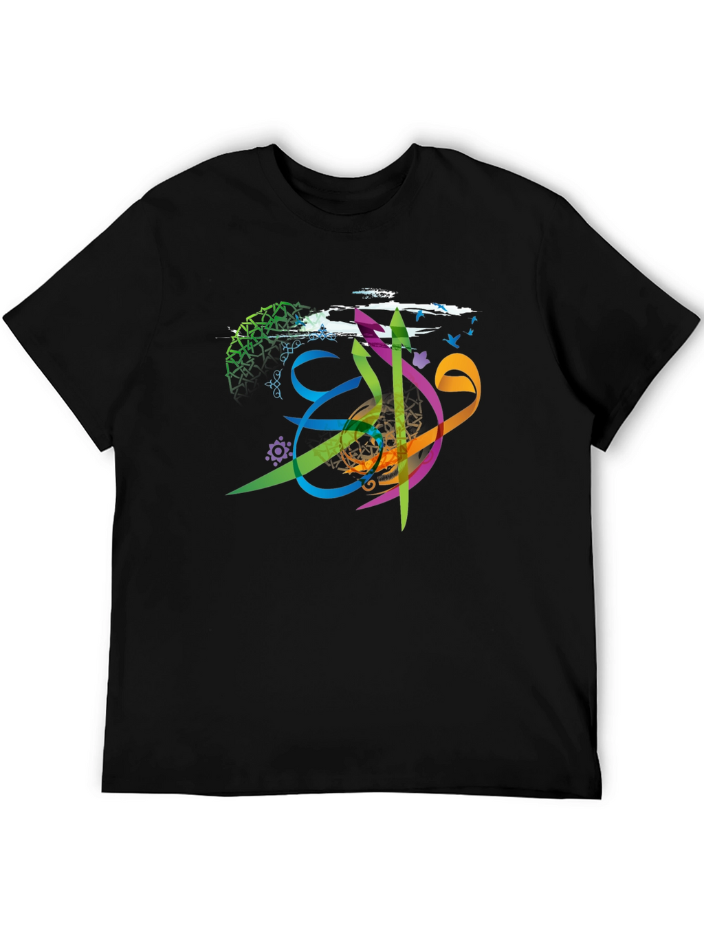 Artistic Arabic Calligraphy Mens T-Shirt - Black