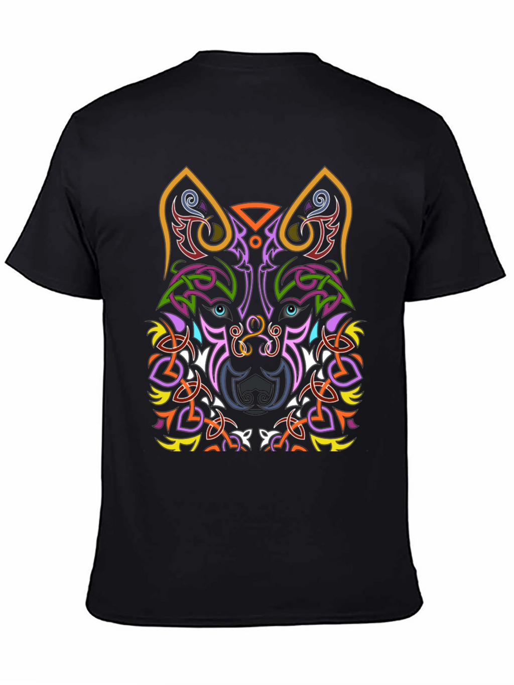 Celtic Wolf Graphic Tee - Black Cotton T-Shirt