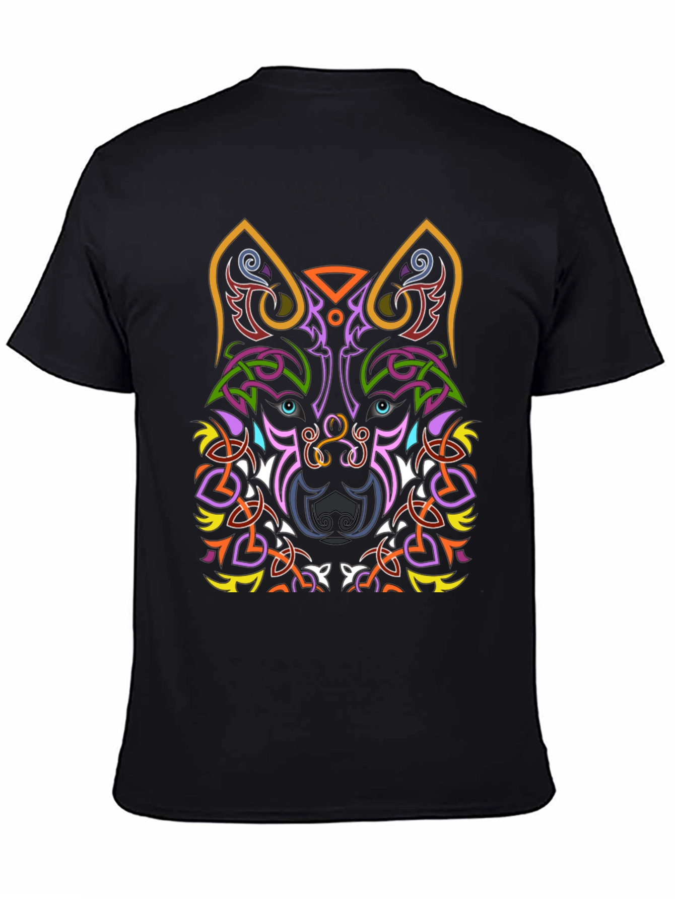 Celtic Wolf Graphic Tee - Black Cotton T-Shirt