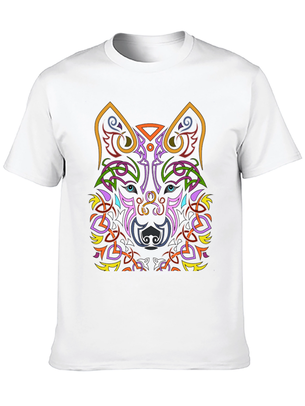 Celtic Wolf Graphic Tee - Black Cotton T-Shirt