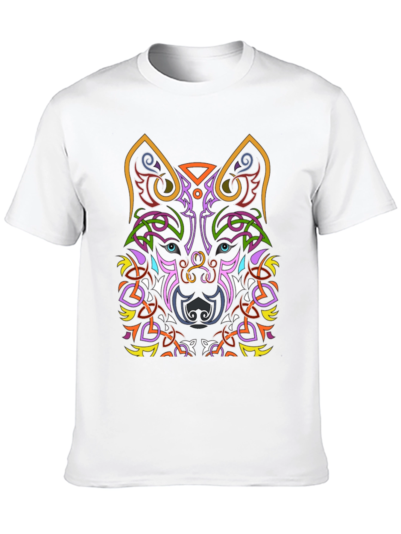 Celtic Wolf Graphic Tee - Black Cotton T-Shirt