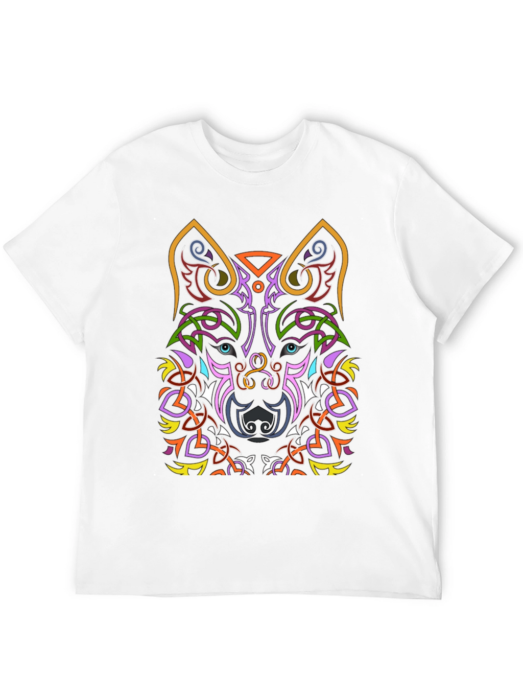 Celtic Wolf Graphic Tee - Black Cotton T-Shirt