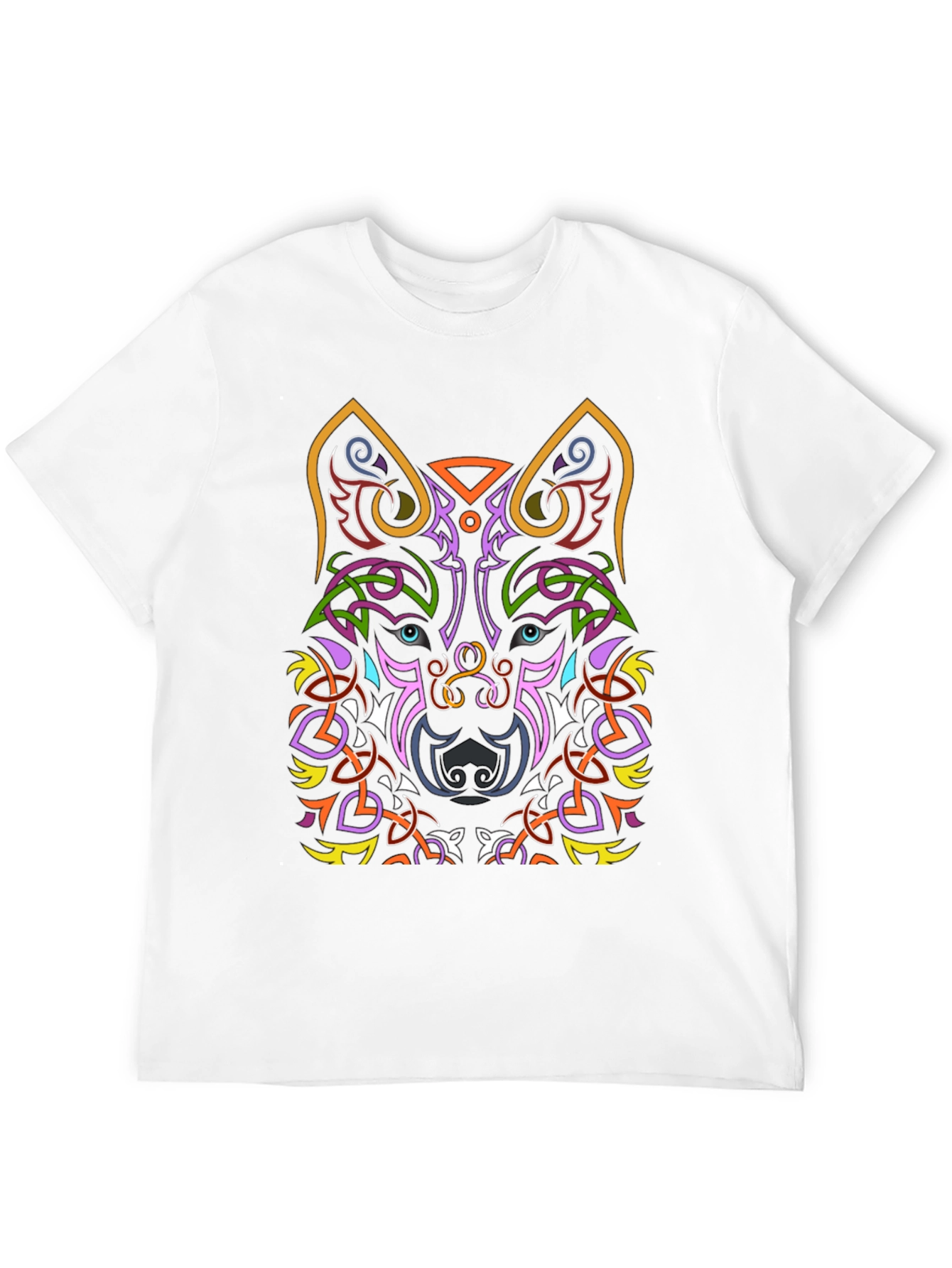 Celtic Wolf Graphic Tee - Black Cotton T-Shirt