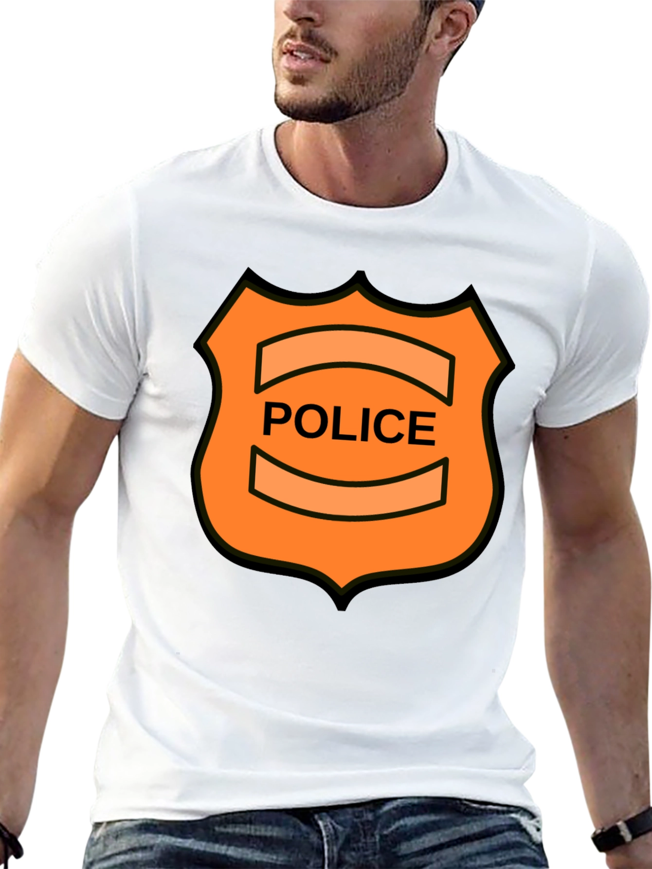 Novelty Police Badge Graphic Tee - Black