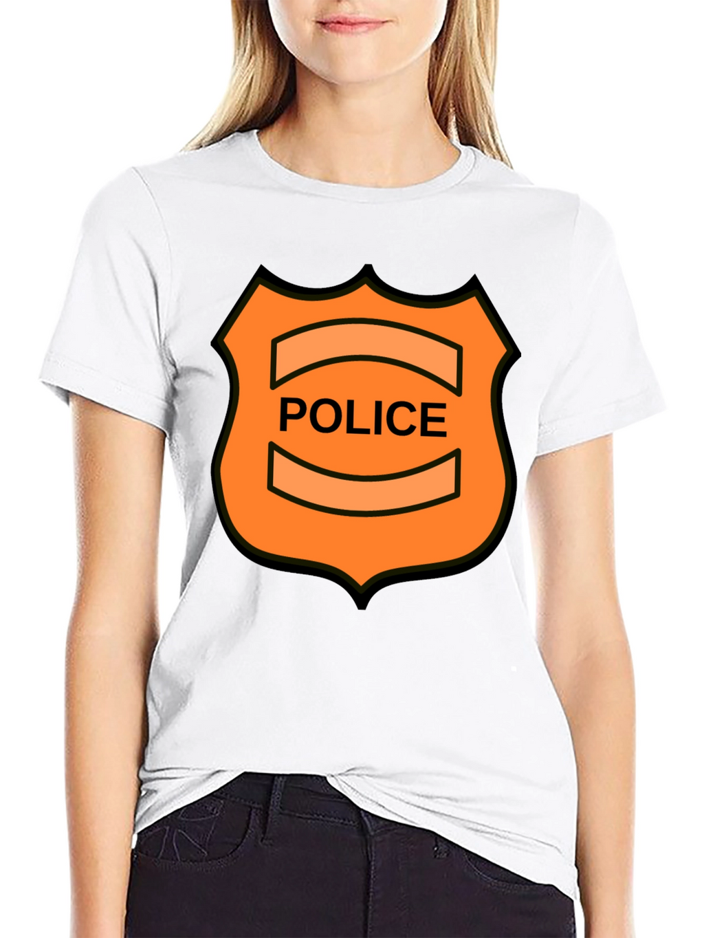 Novelty Police Badge Graphic Tee - Black