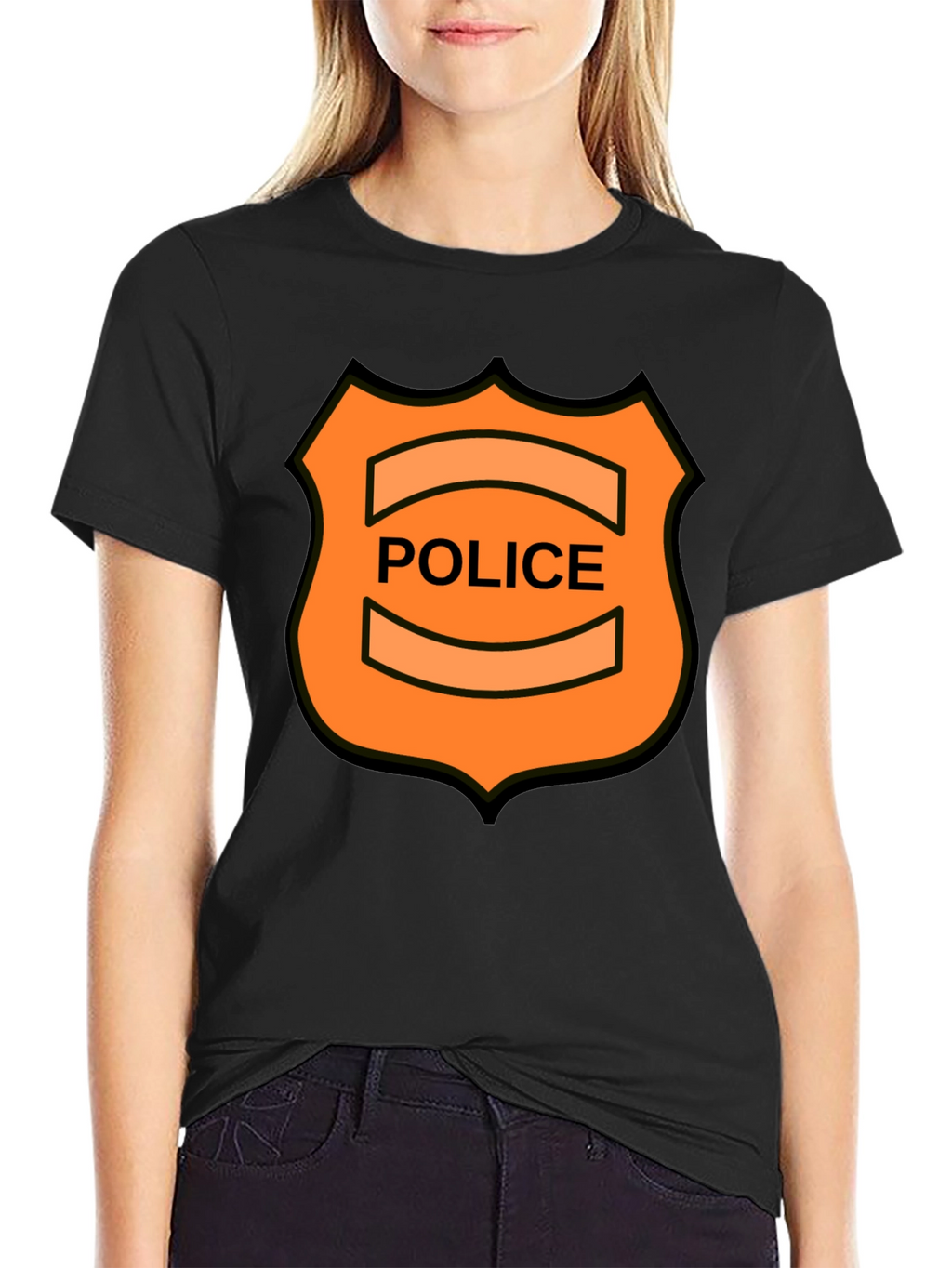 Novelty Police Badge Graphic Tee - Black