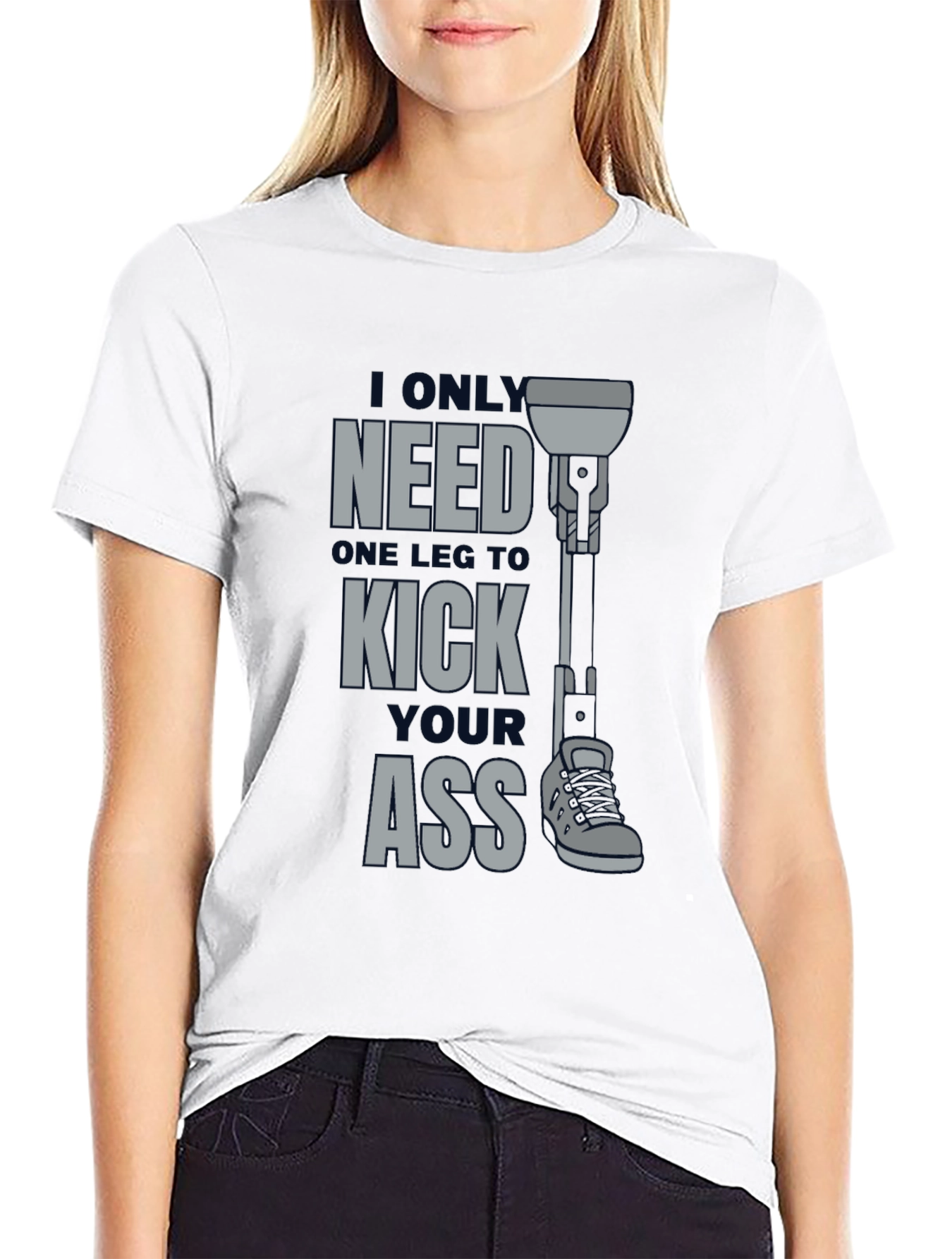 One Leg Kick Ass Graphic T-Shirt