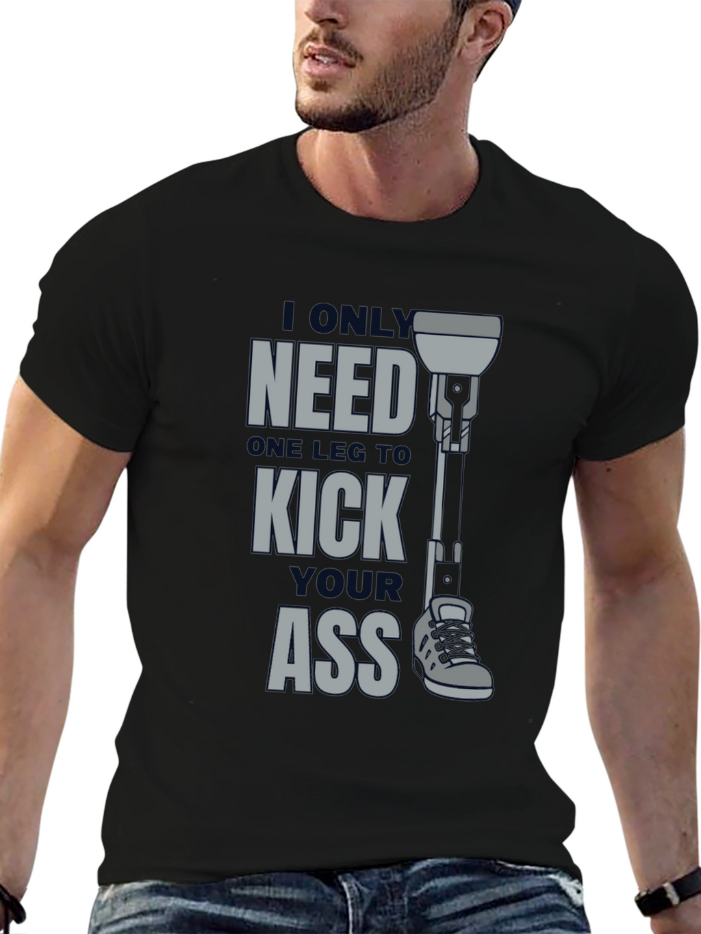 One Leg Kick Ass Graphic T-Shirt