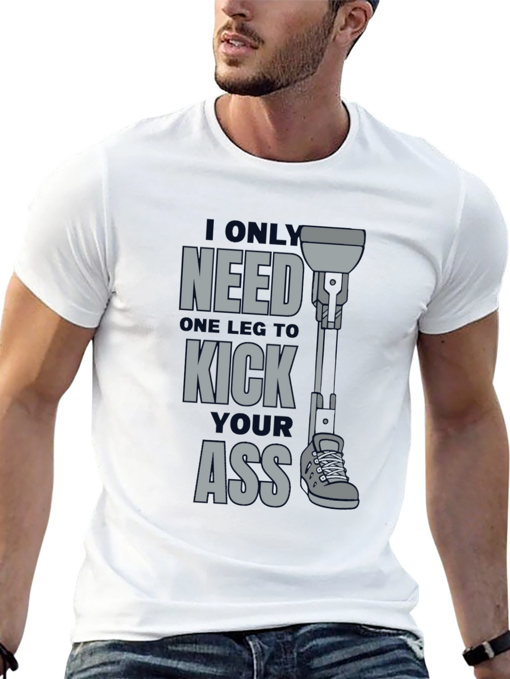 One Leg Kick Ass Graphic T-Shirt