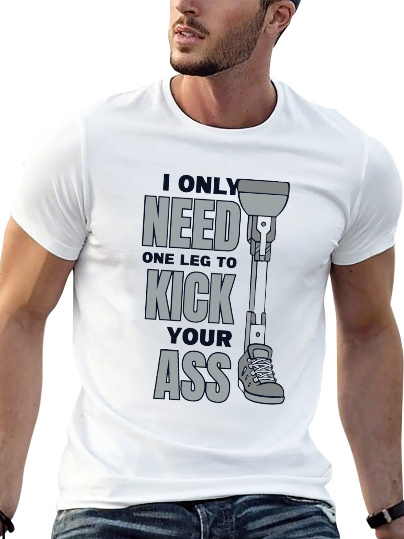 One Leg Kick Ass Graphic T-Shirt