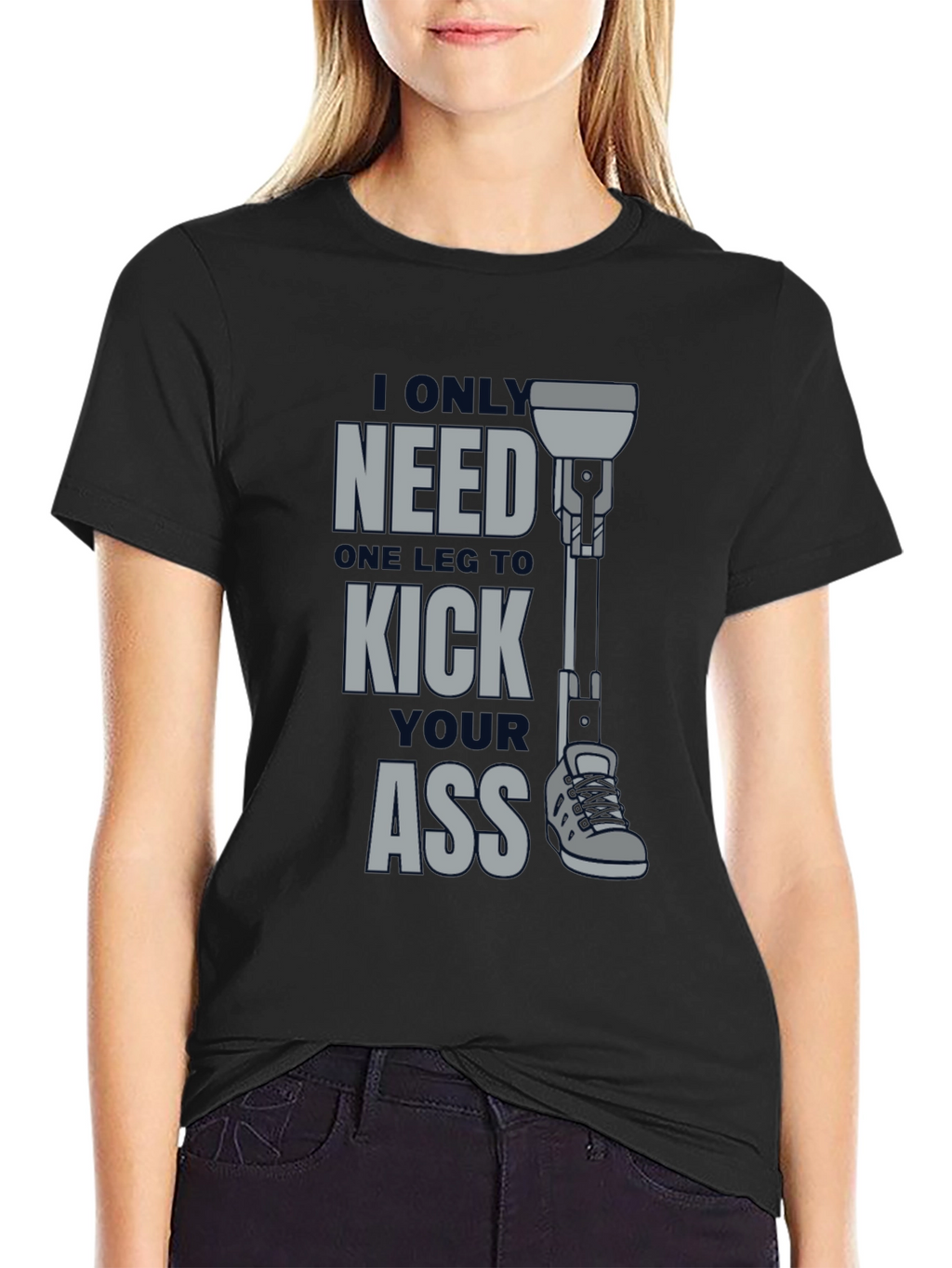 One Leg Kick Ass Graphic T-Shirt