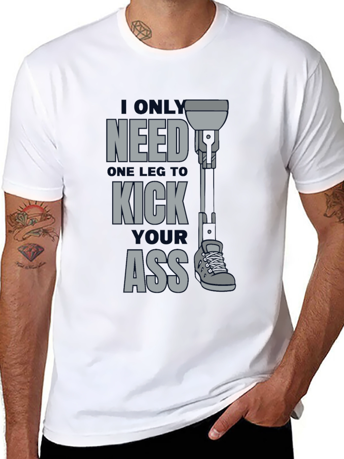 One Leg Kick Ass Graphic T-Shirt
