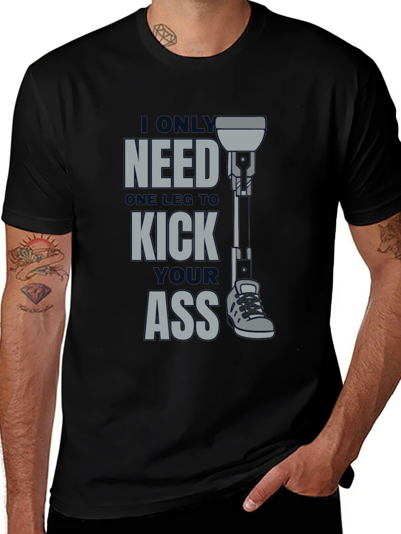 One Leg Kick Ass Graphic T-Shirt
