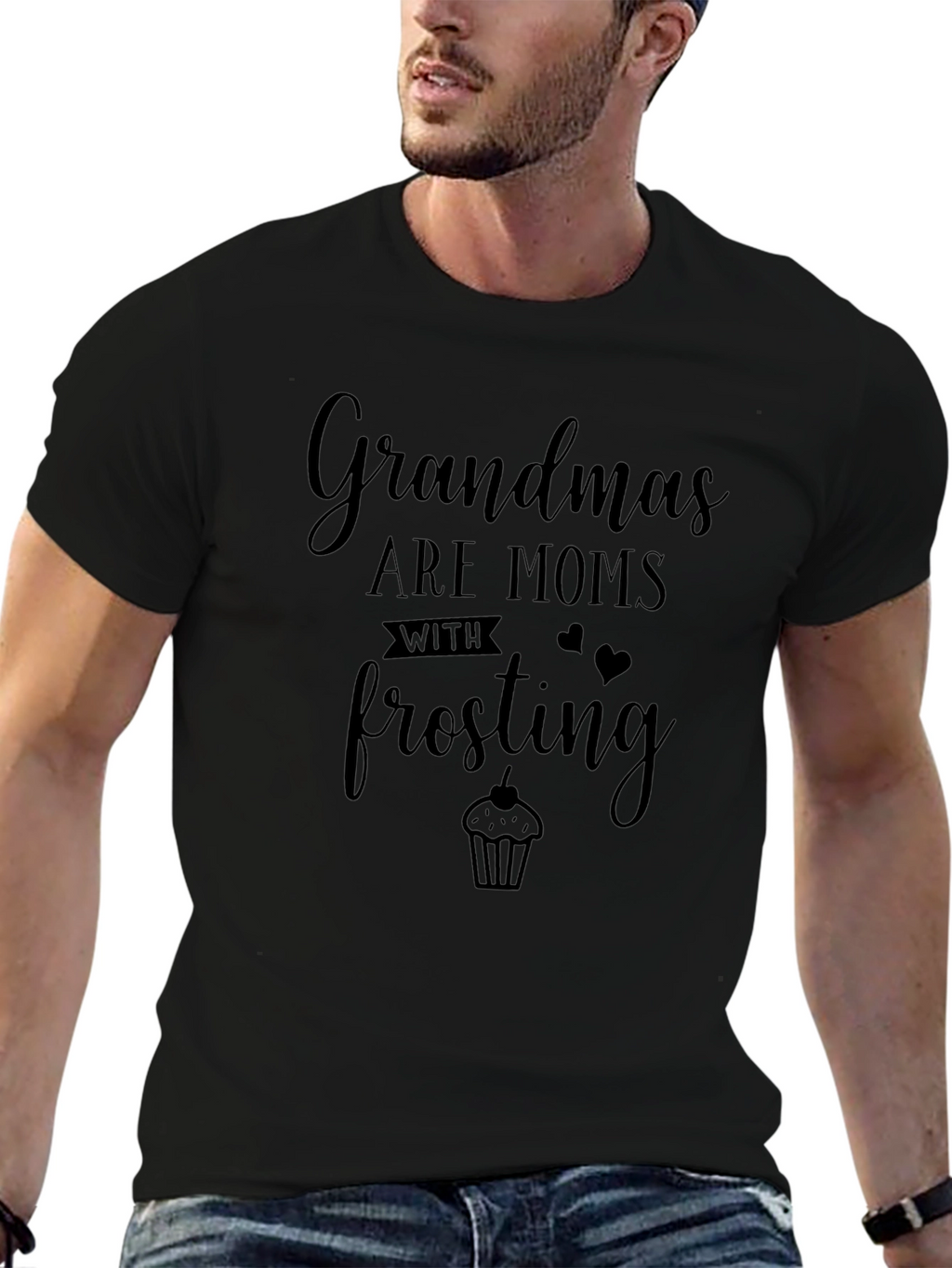 Grandmas Are Moms With Frosting Black T-Shirt