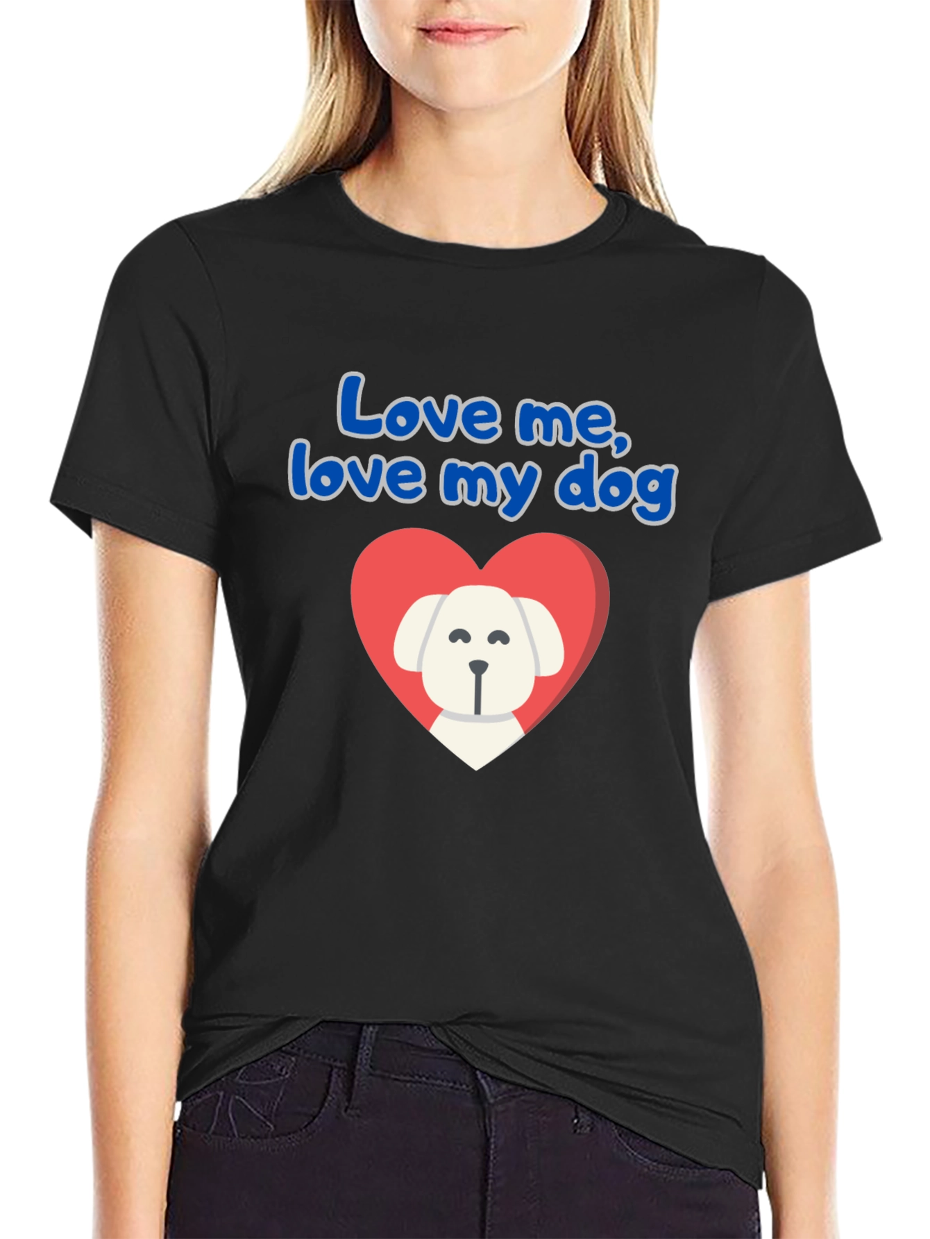 “Love Me Love My Dog” T-Shirt – Cute Heart Dog Graphic Tee