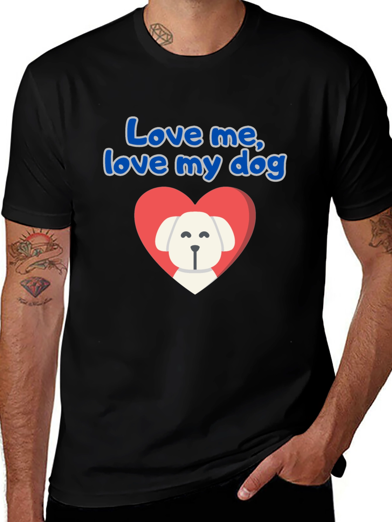 “Love Me Love My Dog” T-Shirt – Cute Heart Dog Graphic Tee