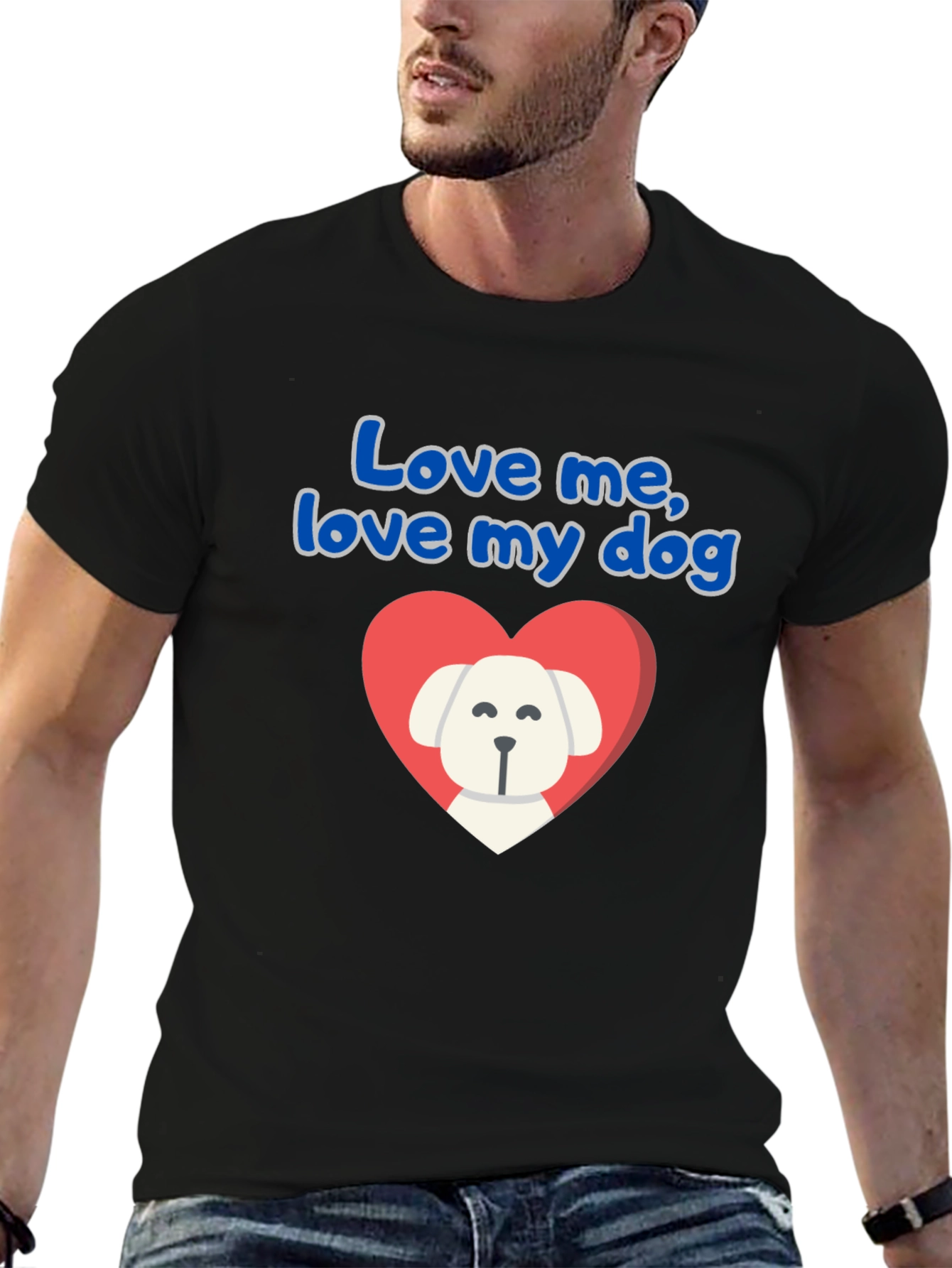 “Love Me Love My Dog” T-Shirt – Cute Heart Dog Graphic Tee
