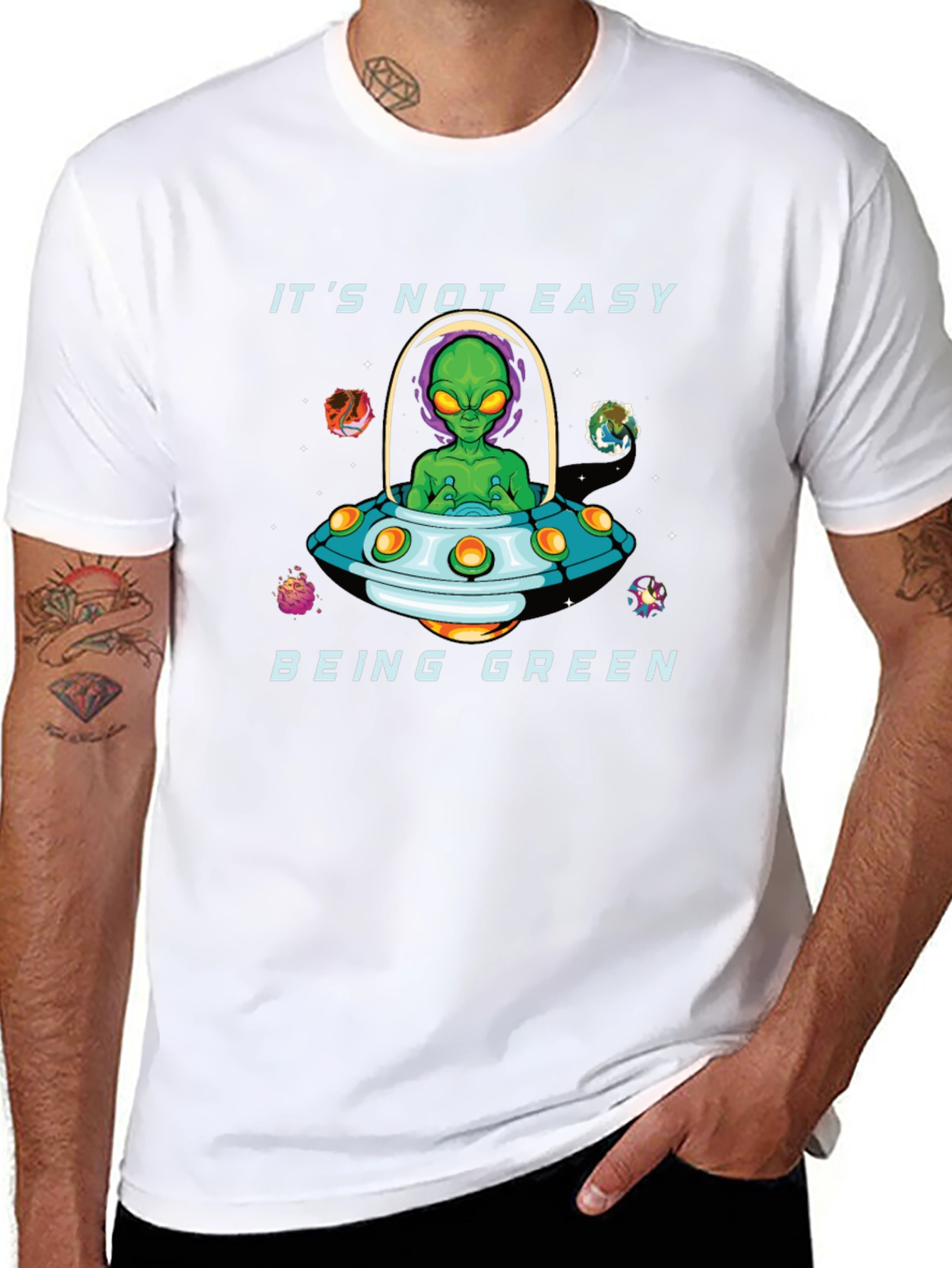 Its Not Easy Being Green Alien Graphic T-Shirt