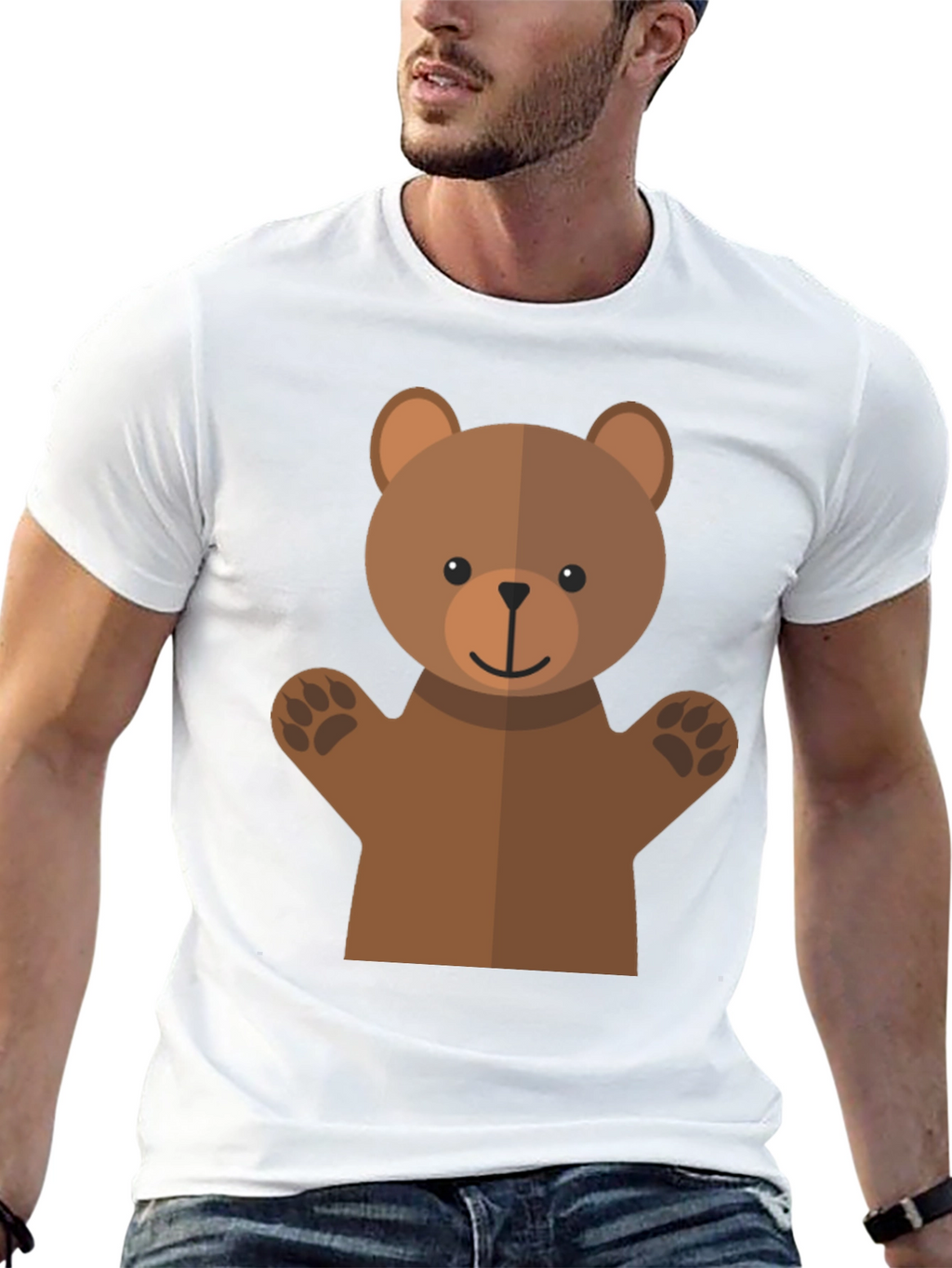 Cute Bear Graphic Tee - Black T-Shirt