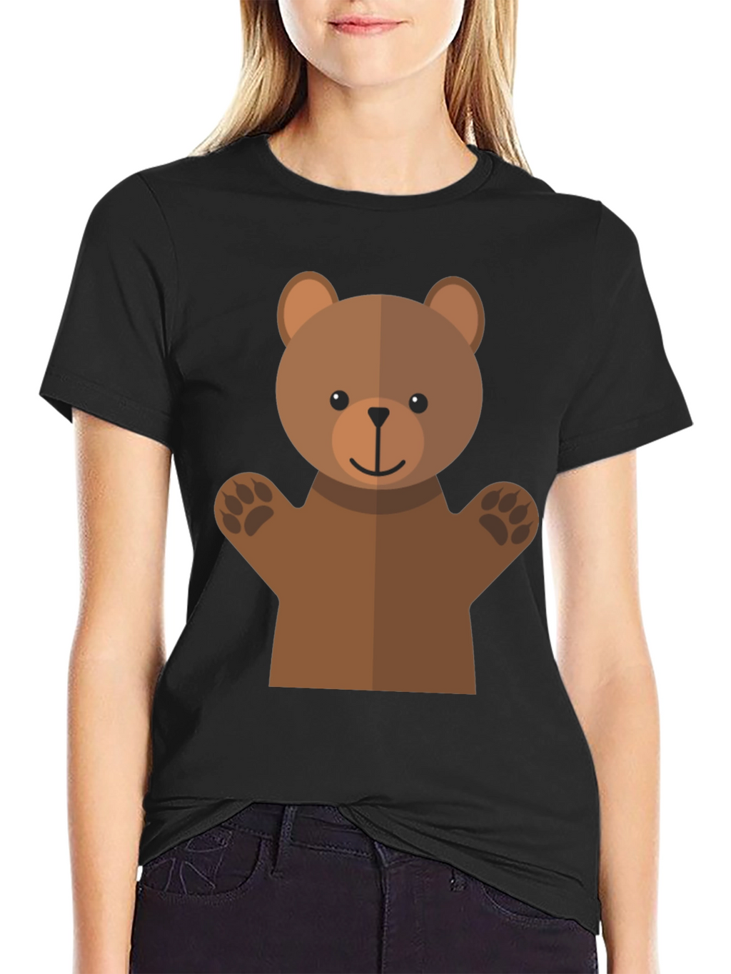 Cute Bear Graphic Tee - Black T-Shirt