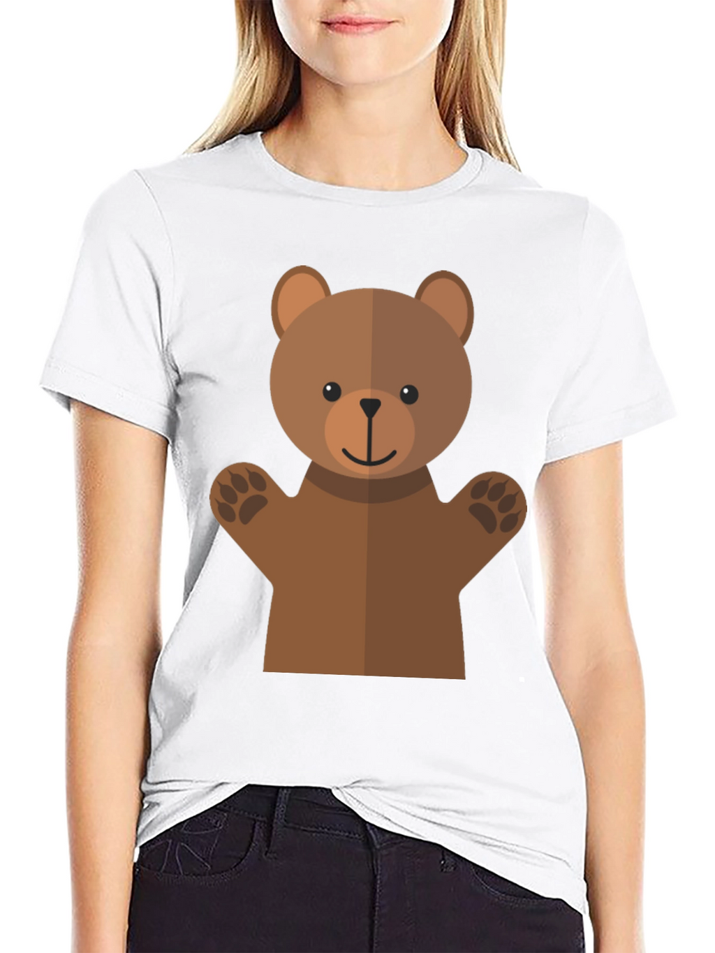Cute Bear Graphic Tee - Black T-Shirt