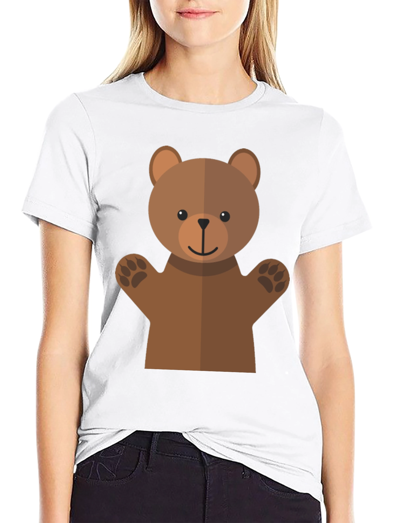 Cute Bear Graphic Tee - Black T-Shirt