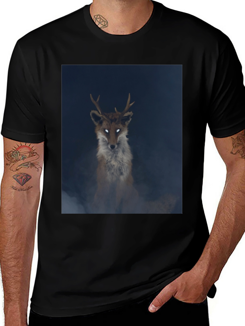 Mystic Fox Graphic Tee - Black Cotton Blend
