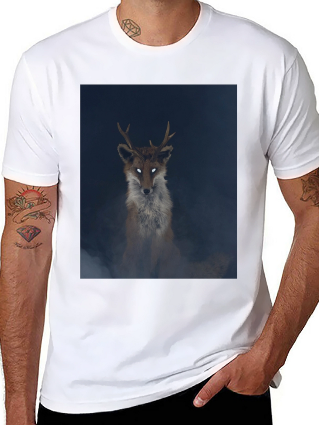 Mystic Fox Graphic Tee - Black Cotton Blend