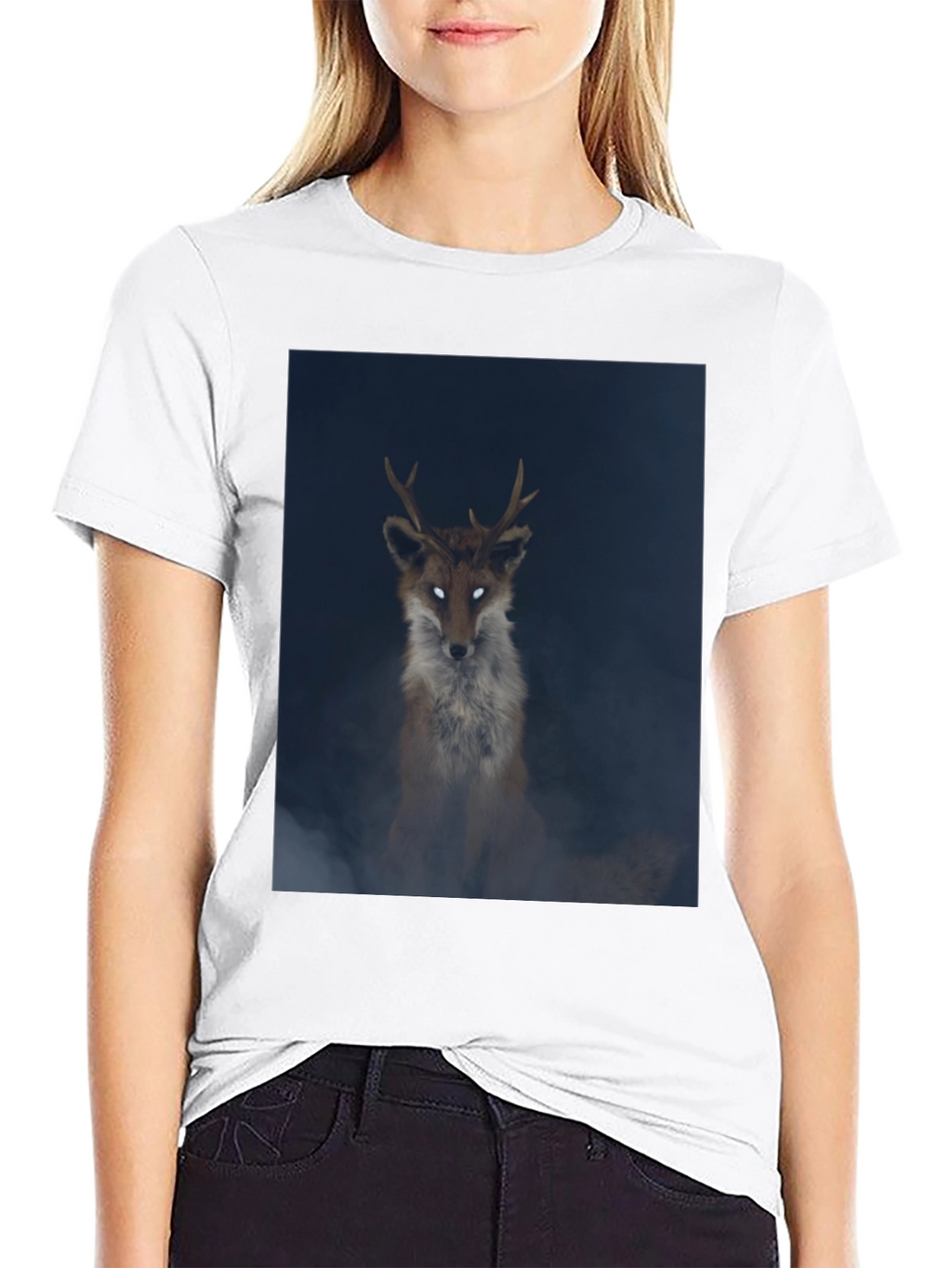 Mystic Fox Graphic Tee - Black Cotton Blend