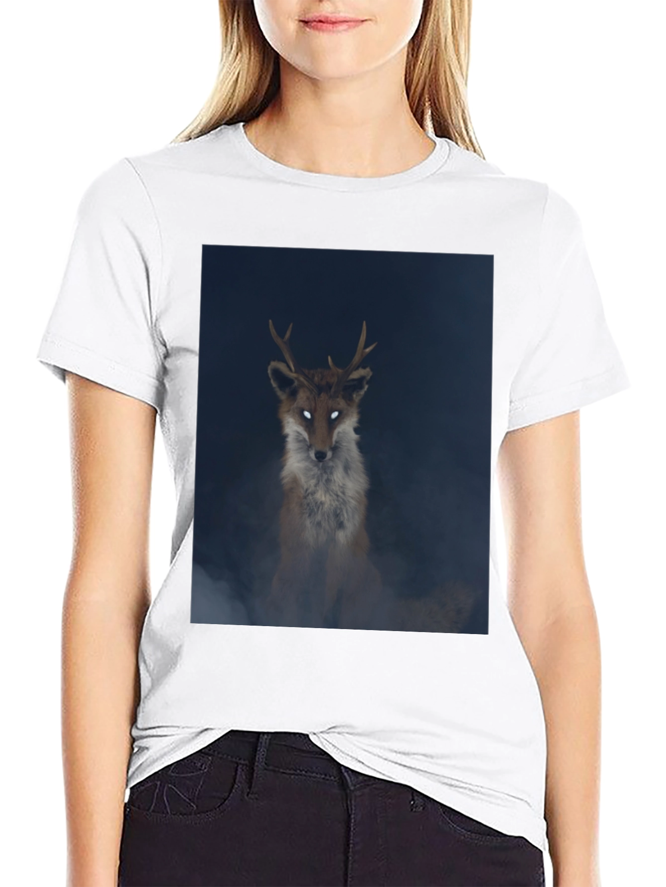 Mystic Fox Graphic Tee - Black Cotton Blend