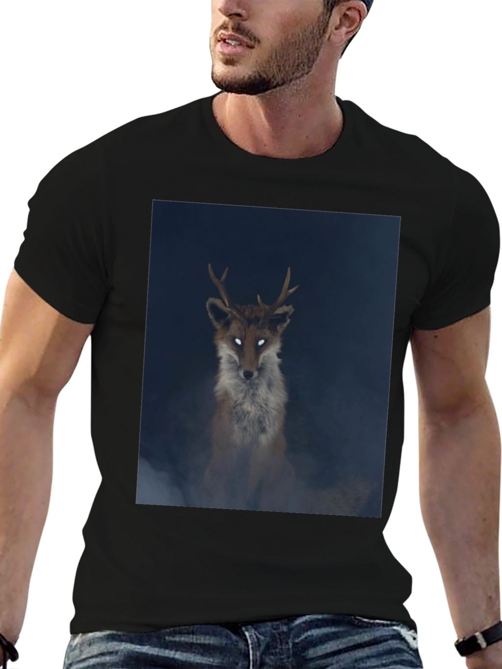 Mystic Fox Graphic Tee - Black Cotton Blend