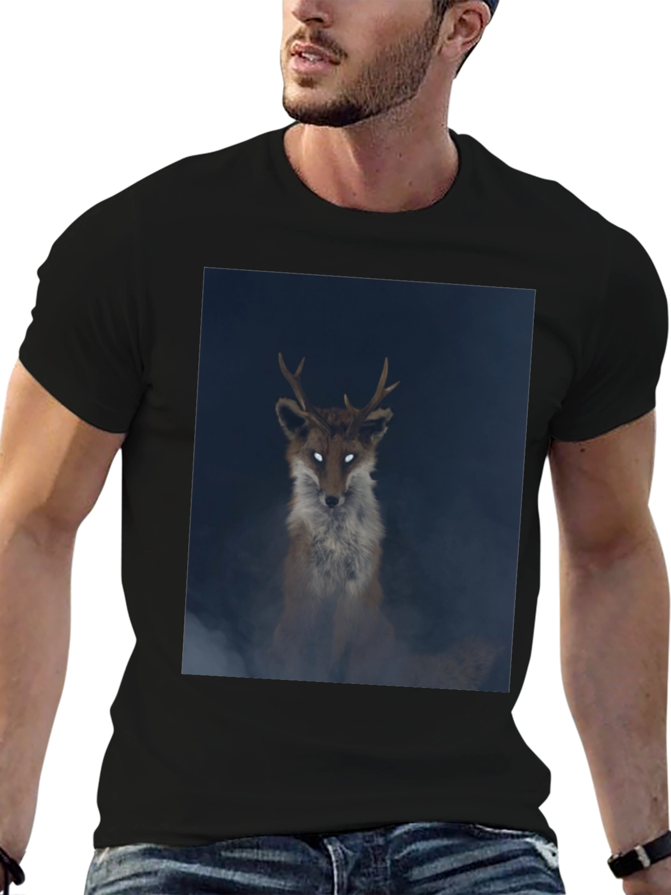 Mystic Fox Graphic Tee - Black Cotton Blend