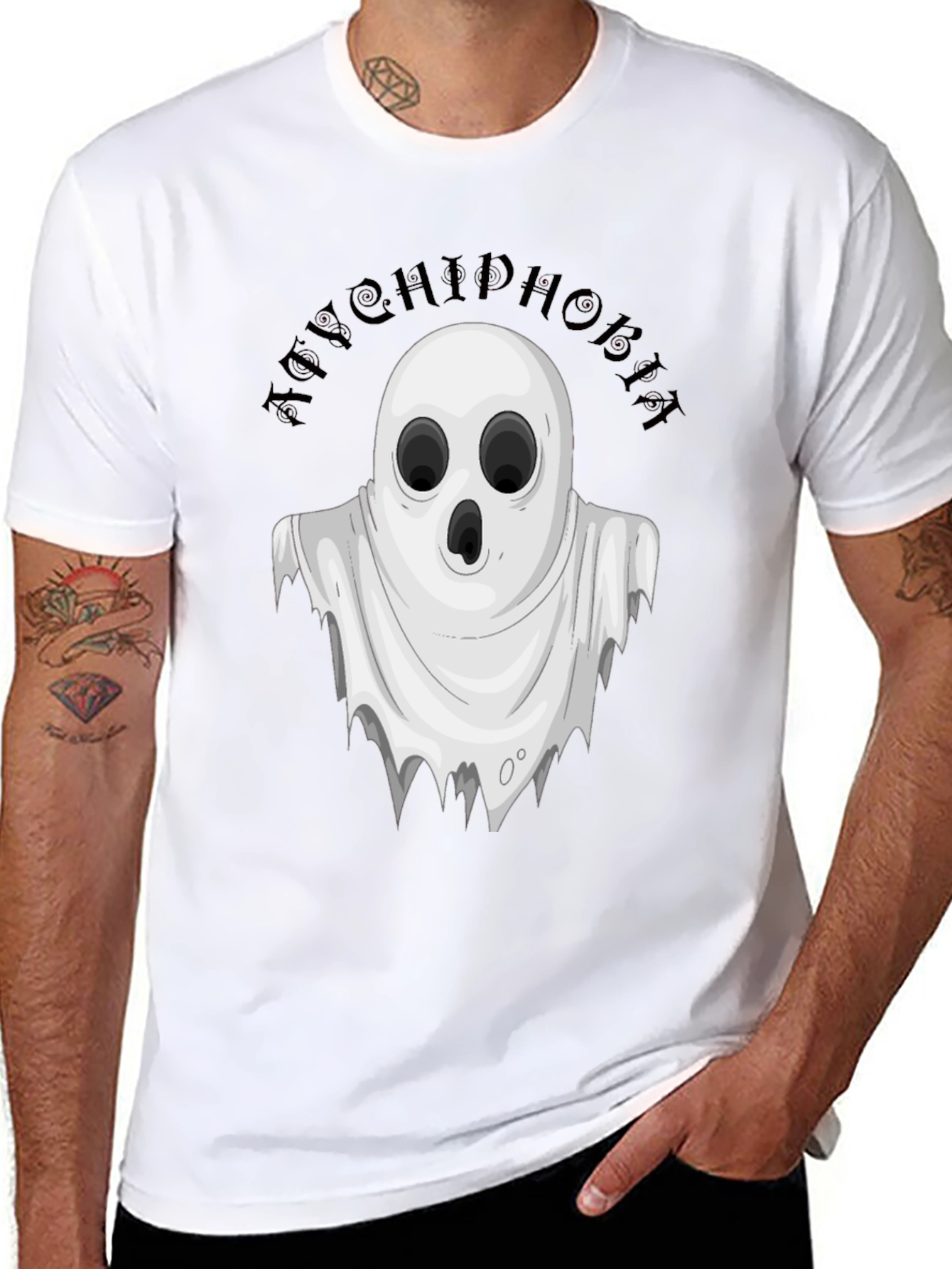 Boo! Achluophobia Ghost Graphic Tee - Black