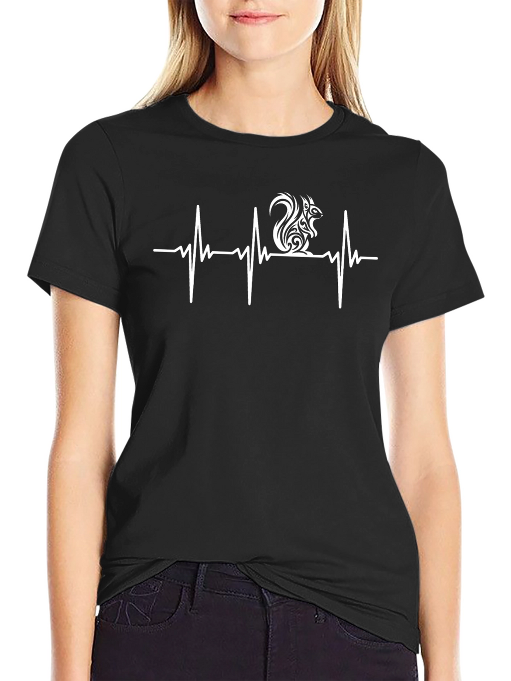 Squirrel Heartbeat T-Shirt - Black