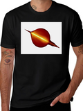 Black T-Shirt with Abstract Planet Graphic